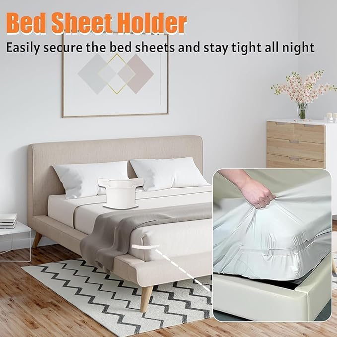 Bed Sheet Holder Clips Set of 4 | Non-Slip Mattress Sheet Fasteners with Invisible Lock Strips for All Bed Sizes