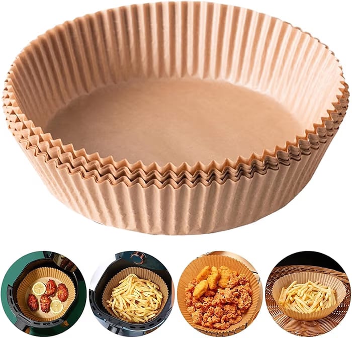 50 PCS Air Fryer Paper Liners | Non-Stick Disposable Parchment Paper for Air Fryer, Oven, Baking & Cooking | Heat Resistant Oil-Proof Liners