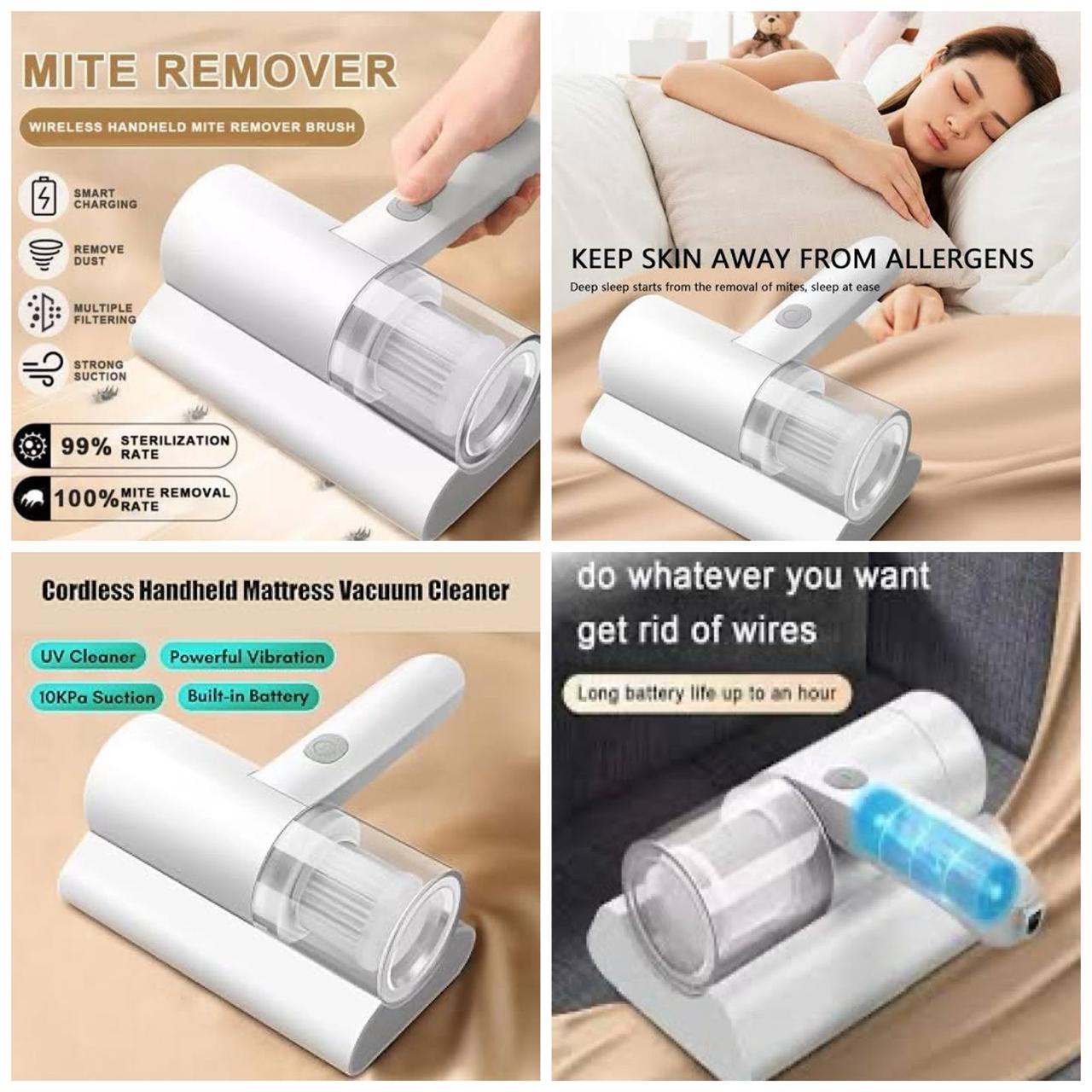 Wireless UV Mattress Vacuum Cleaner | Dust Mite Remover with UV Sterilization, Powerful Suction & HEPA Filtration