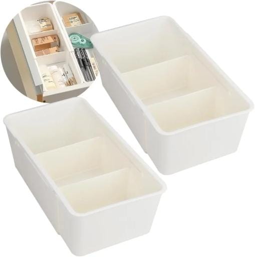 Large Expandable Drawer Organizer Tray with Dividers – Adjustable Storage Box for Kitchen, Home & Office - 3 Partitions