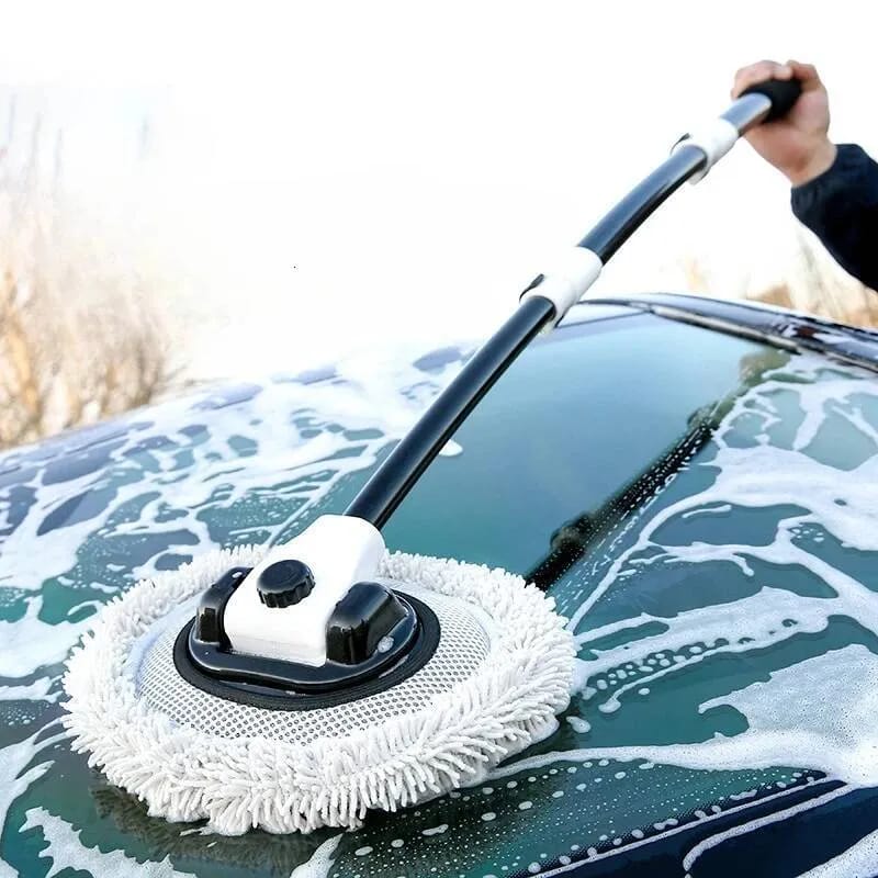 Telescopic Car Cleaning Brush Mop – Soft Chenille Microfiber Car Wash Brush with Long Adjustable Handle for Cars, Windows & Vehicles
