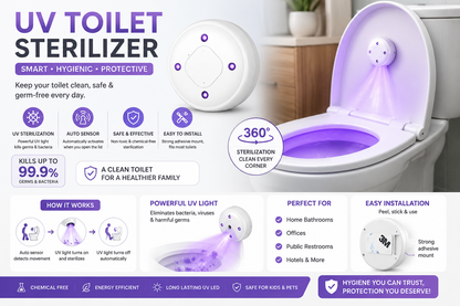 Smart UV Toilet Sterilizer | Automatic Toilet Seat Sanitizer with UV-C Disinfection & Motion Sensor