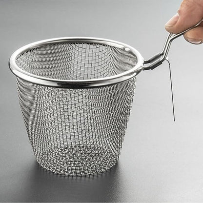 Stainless Steel Mesh Strainer Basket with Handle | Mini Wire Colander for Noodles, Dumplings, Frying & Hot Pot