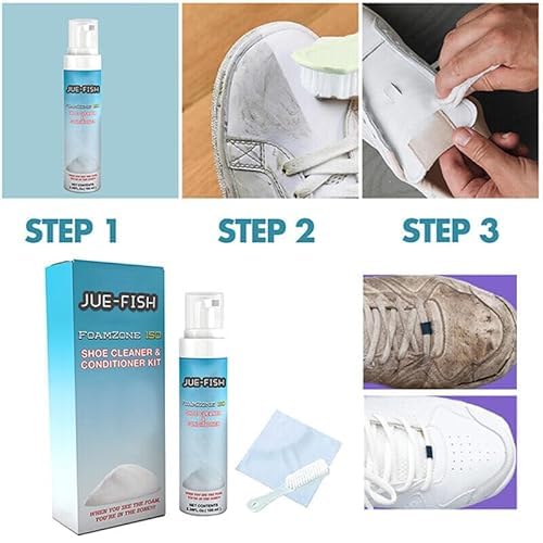 White Shoe Cleaning Foam | No-Wash Sneaker Cleaner & Yellow Stain Remover for White Shoes