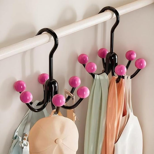 6-Hook Closet Organizer Hanger | Space Saving Holder for Scarves, Bags, Belts, Caps & Accessories