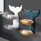Mermaid Tail Wall-Mounted Soap Dish Holder | Double-Layer Shell Soap Tray & Bathroom Organizer for Soap, Sponge & Bath Accessories