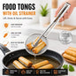 2-in-1 Multi-Functional Frying Tong & Filter Spoon | Stainless Steel Fry Tool with Oil Strainer Clip for Deep Frying, BBQ & Kitchen Cooking