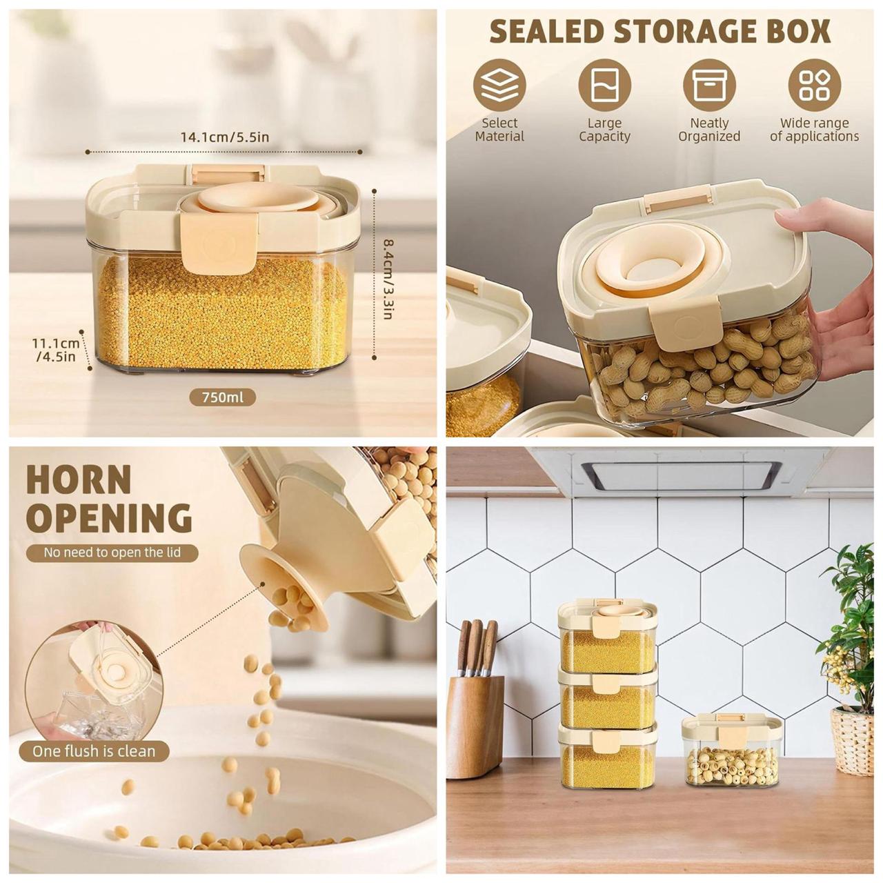 Sealed Storage Box with Airtight Lid | Multipurpose Food Storage Container for Kitchen, Refrigerator & Pantry Organization