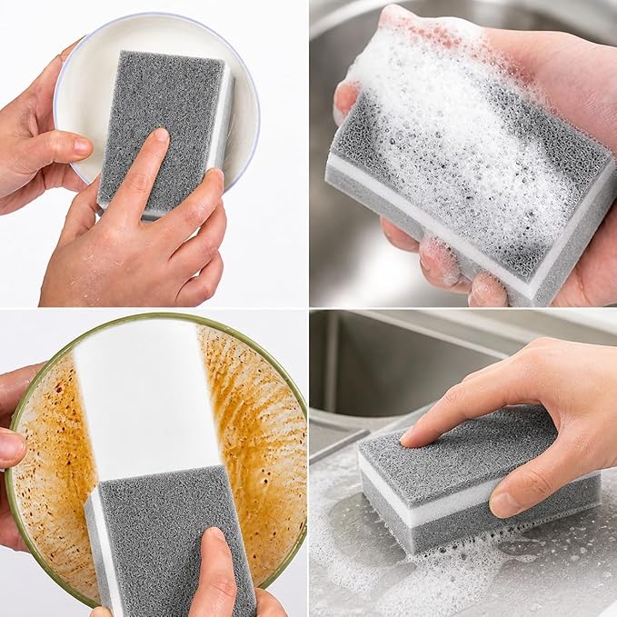 Nano Emery Cleaning Sponge Set (3 Pcs) | Dual-Sided Non-Scratch Kitchen Scrubber for Dishes, Cookware & Household Cleaning